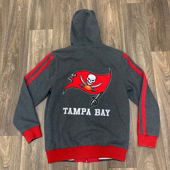 Tampa Bay Buccaneers Reversible Jacket Men's Medium Red Hooded NFL Embroidered - Picture 5 of 11